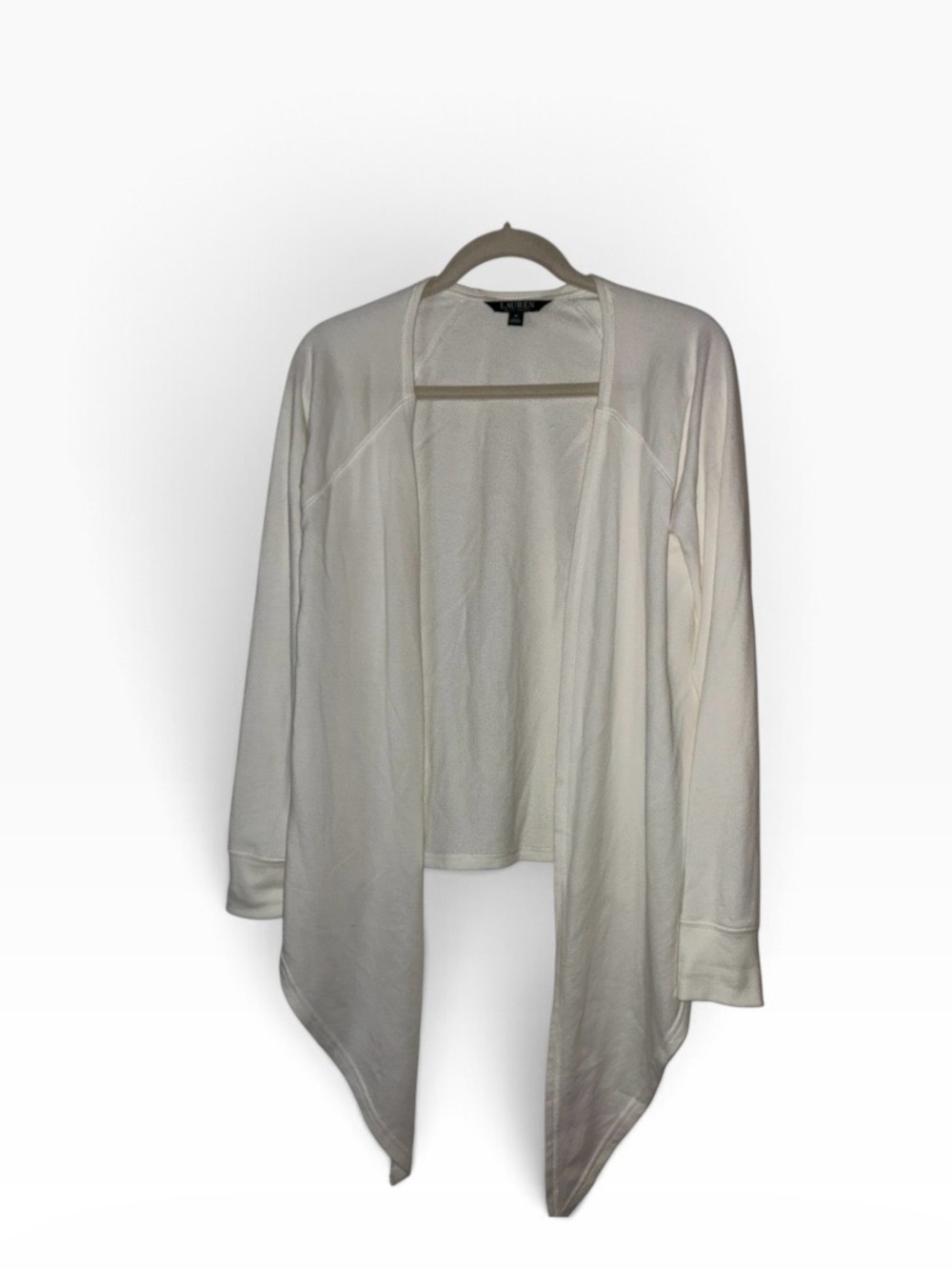 Lauren Ralph Lauren white open-front draped cardigan Sz M